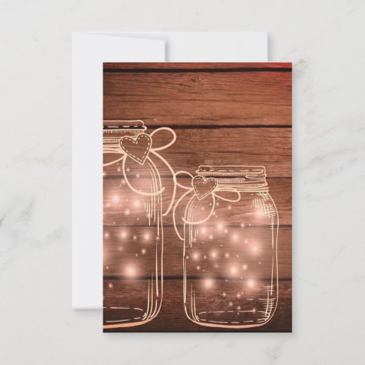 Elegant Rustic Mason Jar Lights Wedding Uitnodigin Kaart (Achterkant)