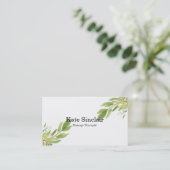 Elegant Rustic Minimal Greenery Massage Therapist Visitekaartje (Staand voorkant)
