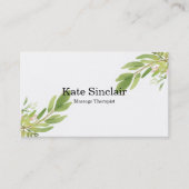 Elegant Rustic Minimal Greenery Massage Therapist Visitekaartje (Voorkant)
