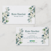 Elegant Rustic Minimal Greenery Massage Therapist Visitekaartje (Voorkant / Achterkant)