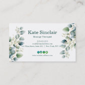 Elegant Rustic Minimal Greenery Massage Therapist Visitekaartje (Achterkant)