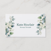 Elegant Rustic Minimal Greenery Massage Therapist Visitekaartje (Voorkant)