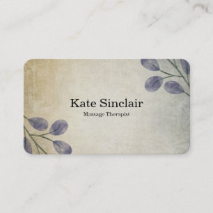 Elegant Rustic Minimal Greenery Massage Therapist Visitekaartje
