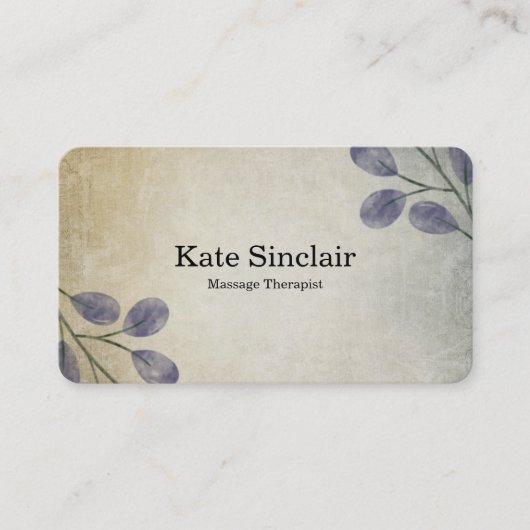 Elegant Rustic Minimal Greenery Massage Therapist Visitekaartje (Voorkant)