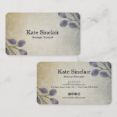 Elegant Rustic Minimal Greenery Massage Therapist Visitekaartje (Voorkant / Achterkant)