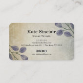 Elegant Rustic Minimal Greenery Massage Therapist Visitekaartje (Achterkant)