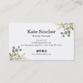 Elegant Rustic Minimal Greenery Massage Therapist Visitekaartje (Achterkant)