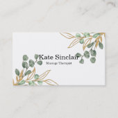 Elegant Rustic Minimal Greenery Massage Therapist Visitekaartje (Voorkant)