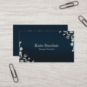 Elegant Rustic Minimal Greenery Massage Therapist Visitekaartje
