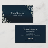 Elegant Rustic Minimal Greenery Massage Therapist Visitekaartje (Voorkant / Achterkant)