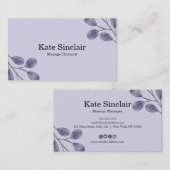 Elegant Rustic Minimal Greenery Massage Therapist Visitekaartje (Voorkant / Achterkant)