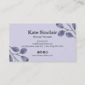 Elegant Rustic Minimal Greenery Massage Therapist Visitekaartje (Achterkant)