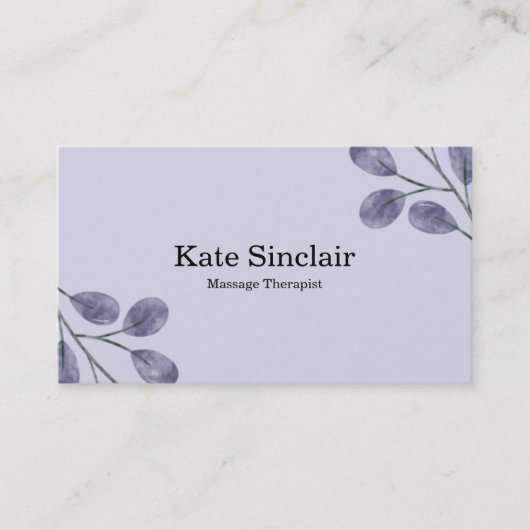 Elegant Rustic Minimal Greenery Massage Therapist Visitekaartje (Voorkant)