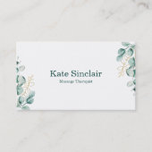 Elegant Rustic Minimal Greenery Massage Therapist Visitekaartje (Voorkant)
