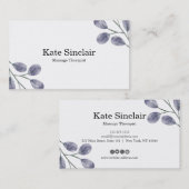 Elegant Rustic Minimal Greenery Massage Therapist Visitekaartje (Voorkant / Achterkant)