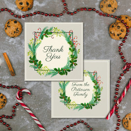 Elegant Rustic Modern Green Taupe Hartelijk dank Bedankkaart