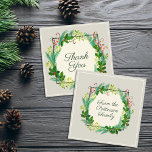 Elegant Rustic Modern Green Taupe Hartelijk dank Kortingskaartje<br><div class="desc">Mooie winterse waterverf als illustratie van een kerstkreet met maîtletoe,  heilig en pijnlijk. Dank u tekst om zich te personaliseren. Belangrijkste kleuren van dit stijlvolle en moderne ontwerp: groen en taupe.</div>