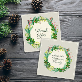 Elegant Rustic Modern Green Taupe Hartelijk dank Kortingskaartje