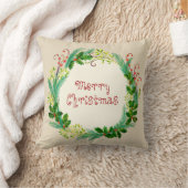 Elegant Rustic Modern Green Taupe Merry kerst Kussen (Deken)
