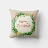Elegant Rustic Modern Green Taupe Merry kerst Kussen (Voorkant)