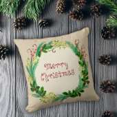 Elegant Rustic Modern Green Taupe Merry kerst Kussen