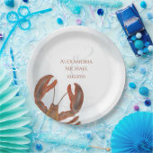Elegant Rustic Moderne Waterverf Lobster Papieren Bordje (Feest)