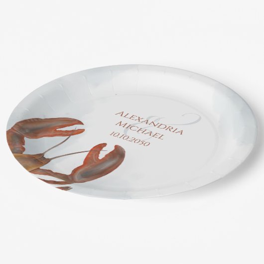 Elegant Rustic Moderne Waterverf Lobster Papieren Bordje (Gekanteld)