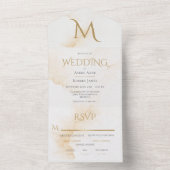 Elegant Rustic Monogram Waterverf Foto bruiloft All In One Uitnodiging (Binnen)