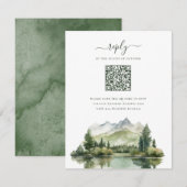 Elegant Rustic Mountain Landscape QR Code Wedding RSVP Kaartje (Voorkant / Achterkant)