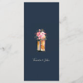 Elegant Rustic Navy Blue Coral Lights Menu (Achterkant)