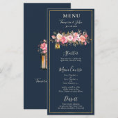 Elegant Rustic Navy Blue Coral Lights Menu (Voorkant / Achterkant)