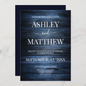 Elegant Rustic Navy Blue Country Wedding Kaart (Voorkant / Achterkant)