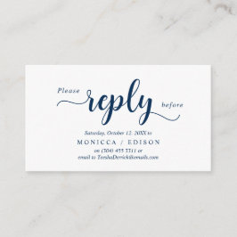 Elegant Rustic Navy Blue, Party RSVP, antwoord Informatiekaartje