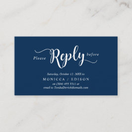 Elegant Rustic Navy Blue, Party RSVP, antwoord Informatiekaartje