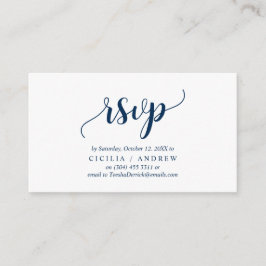 Elegant Rustic Navy Blue, Wedding RSVP, antwoord Informatiekaartje