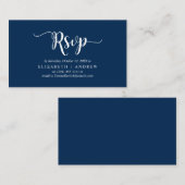 Elegant Rustic Navy Blue, Wedding RSVP, Reageer Informatiekaartje (Voorkant / Achterkant)