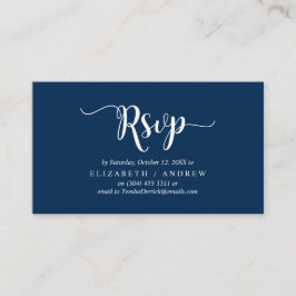 Elegant Rustic Navy Blue, Wedding RSVP, Reageer Informatiekaartje