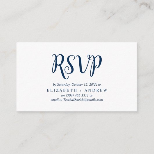 Elegant Rustic Navy Blue, Wedding RSVP, Reageer Informatiekaartje (Voorkant)