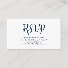 Elegant Rustic Navy Blue, Wedding RSVP, Reageer Informatiekaartje