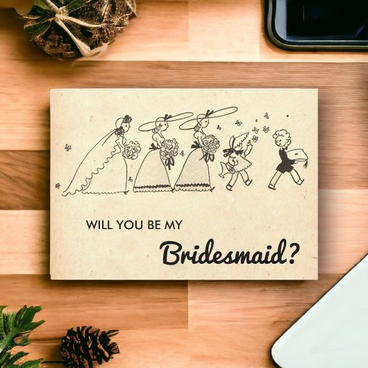 Elegant  Rustic Old Modern Bridesmaid Card Kaart