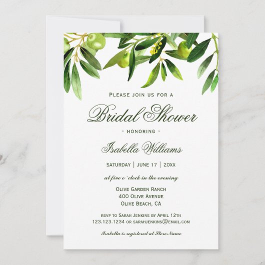 Elegant Rustic Olive Boho Summer Vrijgezellenfeest Kaart (Voorkant)