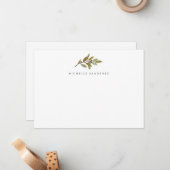 Elegant Rustic Olive Branch - persoonlijke briefka Notitiekaartje (Voorkant / Achterkant in situ)