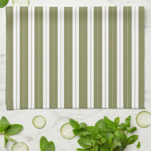 Elegant Rustic Olive Green French Stripe Theedoek
