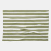 Elegant Rustic Olive Green French Stripe Theedoek (Horizontaal)
