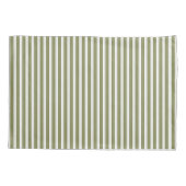 Elegant Rustic Olive Green French Ticking Stripe Kussensloop (Achterkant-Links)