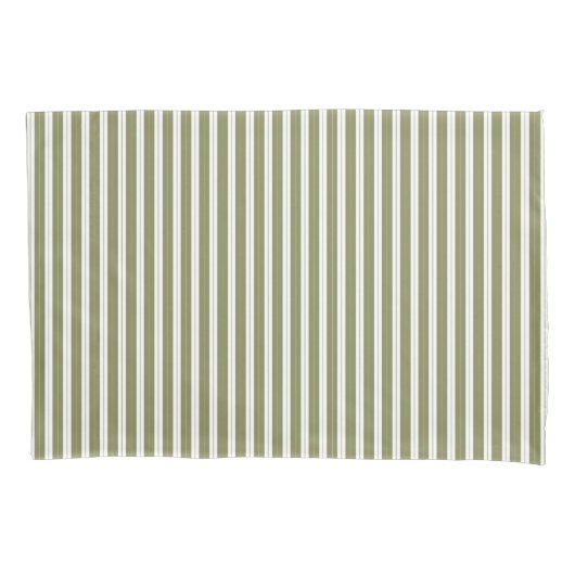 Elegant Rustic Olive Green French Ticking Stripe Kussensloop (Voorkant-Links)