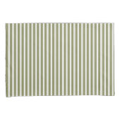 Elegant Rustic Olive Green French Ticking Stripe Kussensloop (Voorkant-Rechts)