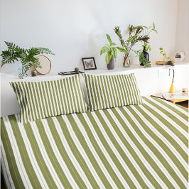 Elegant Rustic Olive Green French Ticking Stripe Kussensloop
