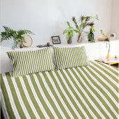 Elegant Rustic Olive Green French Ticking Stripe Kussensloop