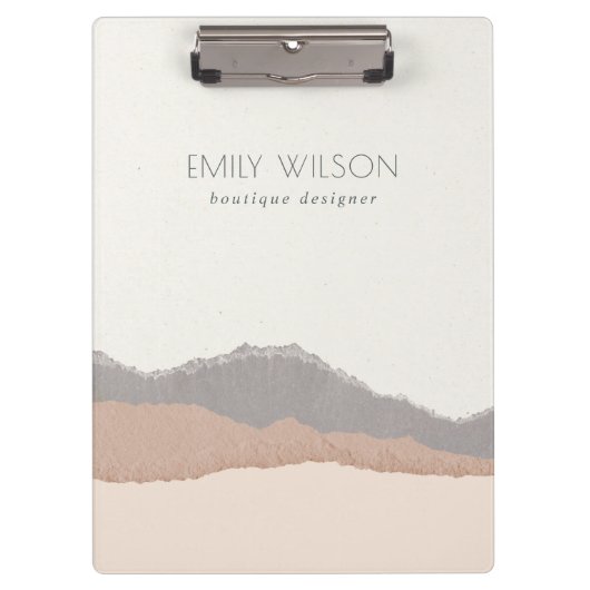 Elegant Rustic Pastel Blush Kraft Mountain Wave Klembord (Voorkant)